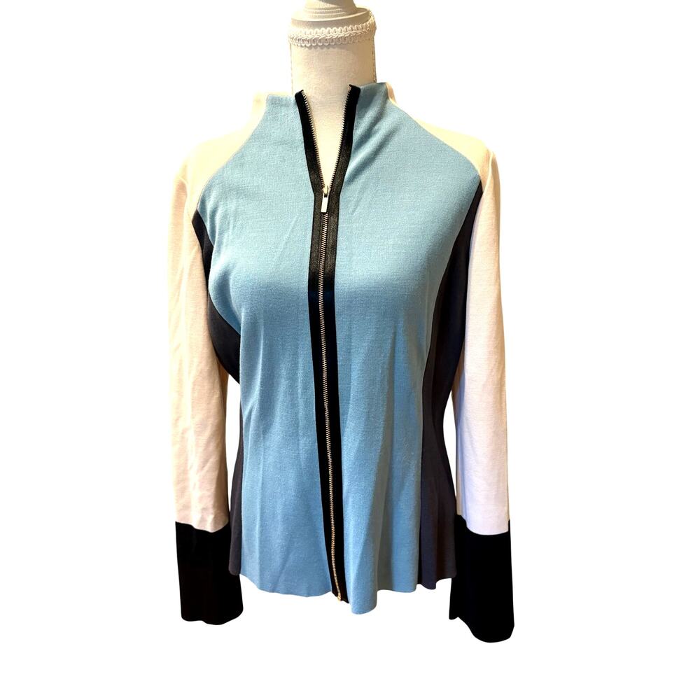 $895 St. John Color Block Milano Knit Jacket